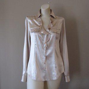 White House Black Market Silk Stretch Button Top 0